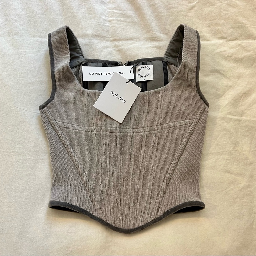 With Jean June Corset Top in Grey Size S (NWT)